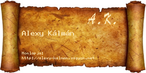 Alexy Kálmán névjegykártya